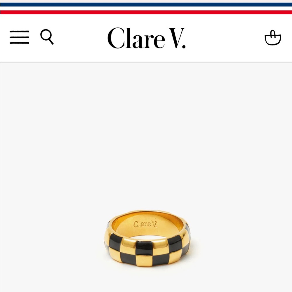 Clare V. Enamel Checker Ring